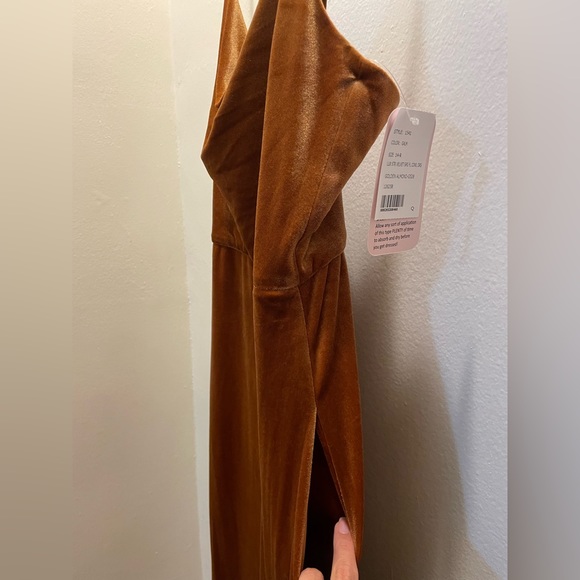 NWT After Six Cowl Neck Velvet Maxi Dress Gown Golden Almond Size 14 - Picture 10 of 14